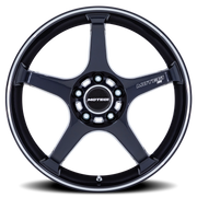 Motegi MR159 Battle V 17x8.5 +35 5x114.3mm 72.56mm Obsidian Blue Machined Lip Stripe