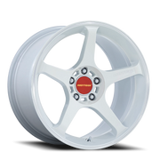 Motegi MR159 Battle V 18x10.5 +35 5x114.3mm 72.56mm Matsuri White Pearl Machined Lip Stripe