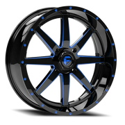 Fuel Maverick UTV 22x7 +13 4x137mm 110.1mm Gloss Black Milled-Blue Tint