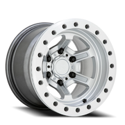 Black Rhino Offshoot Beadlock 15x10 -38 6x139.7mm 112.1mm Gloss Silver Machined Face