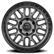 Lock Offroad Onyx 17x9 -12 6x139.7mm 106.2mm Matte Grey Matte Black Ring