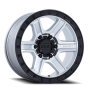KMC Outrun 17x8.5 -10 6x139.7mm 106.1mm Machined Silver Gloss Black Lip