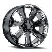 Performance Replica PR113 20x9 +24 6x139.7mm 78.3mm Gloss Black Chrome Accents