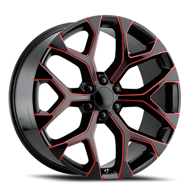 Performance Replica PR176 24x10 +24 6x139.7mm 78.1mm Gloss Black Red Milled