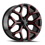 Performance Replica PR176 20x9 +24 6x139.7mm 78.1mm Gloss Black Red Milled