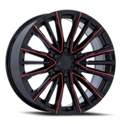 Performance Replica PR223 24x10 +28 6x139.7mm 78.1mm Gloss Black Milled Red