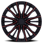 Performance Replica PR223 24x10 +28 6x139.7mm 78.1mm Gloss Black Milled Red