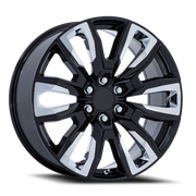 Performance Replica PR225 24x10 +31 6x139.7mm 78.1mm Gloss Black Chrome Accents