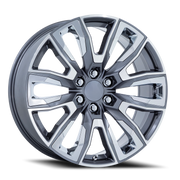 Performance Replica PR225 24x10 +31 6x139.7mm 78.1mm Gloss Gunmetal Machined-Chrome Accents