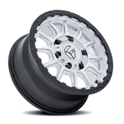 Fuel Piston UTV 15x7 +38 6x139.7mm 100.3mm Machined Hyper Silver Machined Face-Matte Black Lip