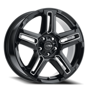 Ultra Prowler CUV 258 18x8 +30 5x114.3mm 72.62mm Gloss Black Milled Accents-Clear Coat