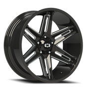 Vision 363 20x10 -25 5x127mm 78.1mm Gloss Black Milled Spokes