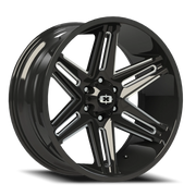Vision 363 22x12 -51 6x139.7mm 106.2mm Gloss Black Milled Spokes