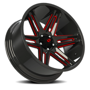Vision 363 20x10 -25 5x139.7mm 108mm Gloss Black Milled Spokes-Red Tint