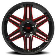Vision 363 20x12 -51 5x127mm 78.1mm Gloss Black Milled Spokes-Red Tint