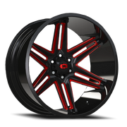 Vision 363 24x12 -51 6x135mm 87.1mm Gloss Black Milled Spokes-Red Tint