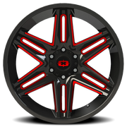 Vision 363 22x10 -19 6x135mm 87.1mm Gloss Black Milled Spokes-Red Tint