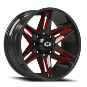 Vision 363 22x12 -51 8x180mm 124.2mm Gloss Black Milled Spokes-Red Tint