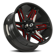 Vision 363 24x12 -51 8x180mm 124.2mm Gloss Black Milled Spokes-Red Tint