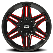 Vision 363 24x12 -51 8x180mm 124.2mm Gloss Black Milled Spokes-Red Tint