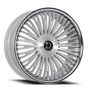 Dolce Luxury Razzo 22x9.5 +35 6x135mm 106.2mm Gloss Silver Brushed Face-Stainless Lip