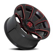 XD Series Reactor 20x9 +18 5x139.7mm 110.1mm Gloss Black Milled-Red Tint