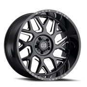 Black Rhino Reaper 20x11.5 -44 5x127mm 71.6mm Gloss Black Milled Spokes