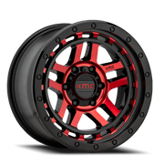 KMC Recon 17x9 -12 5x127mm 78.3mm Gloss Black Machined-Red Tint