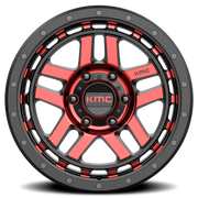 KMC Recon 17x9 -12 5x127mm 78.3mm Gloss Black Machined-Red Tint