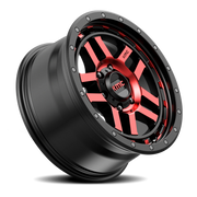 KMC Recon 18x8.5 +0 6x139.7mm 106.25mm Gloss Black Machined-Red Tint
