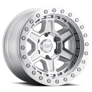 Black Rhino Reno Beadlock 17x8.5 -38 5x127mm 71.6mm Silver Mirror Face-Machined Lip-Silver Bolts