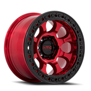 KMC Riot Beadlock 17x9 -12 5x127mm 71.5mm Candy Red Satin Black Ring