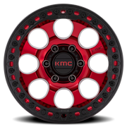 KMC Riot Beadlock 17x9 -12 5x127mm 71.5mm Candy Red Satin Black Ring