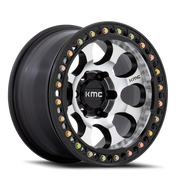 KMC Riot Beadlock 17x8.5 +0 5x127mm 71.5mm Satin Black Machined Face-Black Windows-Black Ring