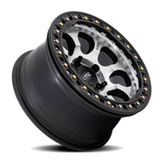 KMC Riot Beadlock 17x8.5 +0 6x139.7mm 108mm Satin Black Machined Face-Black Windows-Black Ring