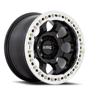 KMC Riot Beadlock 17x9 -38 5x127mm 71.5mm Satin Black Machined Ring