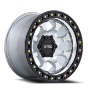 KMC Riot SBL 18x9 +18 6x139.7mm 106.1mm Machined Silver Satin Black Lip