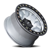 KMC Riot SBL 17x9 -12 6x139.7mm 106.1mm Machined Silver Satin Black Lip