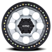 KMC Riot SBL 17x8.5 +10 6x139.7mm 106.1mm Machined Silver Satin Black Lip