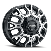 Ultra Scorpion Dually,Off-Road,Truck 022 17x6.5 +129 8x210mm 154.3mm Gloss Black Diamond Cut Face-Clear Coat