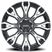 Ultra Scorpion 123 18x9 +12 8x180mm 124.3mm Gloss Black Diamond Cut Face-Clear Coat