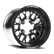 Vision 346 15x6 +50 4x136mm 110.5mm Gloss Black Milled Spokes