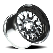 Vision 346 15x6 +50 5x114.3mm 68mm Gloss Black Milled Spokes