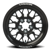 Vision 346 15x6 +50 5x114.3mm 68mm Gloss Black Milled Spokes