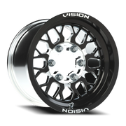 Vision 346 15x6 +50 6x139.7mm 110mm Gloss Black Milled Spokes
