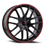 Touren TR60 20x8.5 +40 5x108mm 72.62mm Gloss Black Red Ring