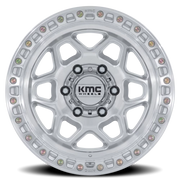 KMC Torx 17x8.5 +25 6x139.7mm 106.1mm Gloss Silver Machined Face
