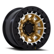 Black Rhino Tusk 17x8.5 -10 6x114.3mm 66.06mm Matte Gold Machined Ring
