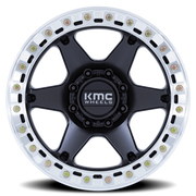 KMC VI Beadlock 17x9 -38 5x127mm 71.5mm Satin Black Machined Ring
