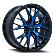 RTX R-Spec Valkyrie 18x8 +40 5x114.3mm 73.1mm Gloss Black Machined Blue